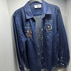 Disney Blue Denim Shirt with Festive Embroidery